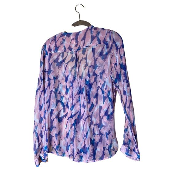 Anthropologie Maeve 100% Silk Blouse Pink/Blue Size 8 - Picture 3 of 8